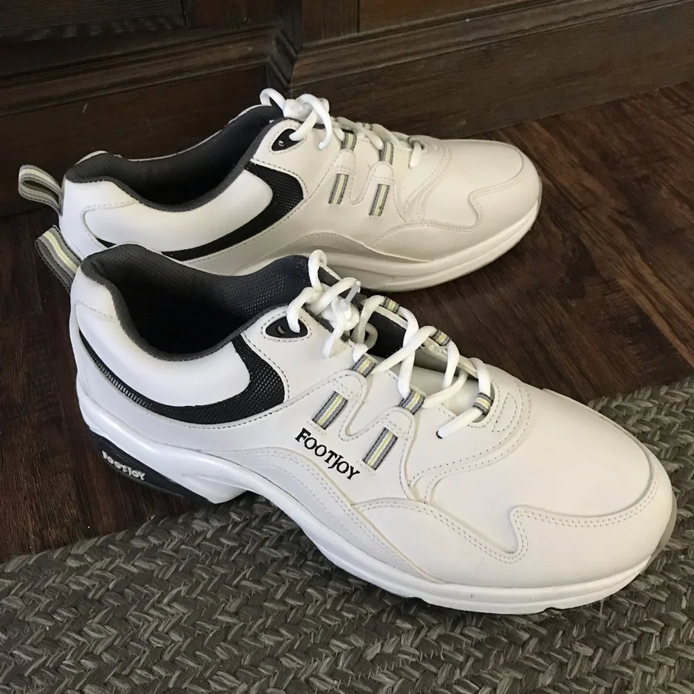 NWOT FootJoy Men's White Casual Sneakers with Subtle Black Accents 13